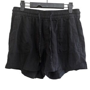 Old Navy Linen Blend Black Drawstring Waist Casual Summer Shorts‎ Womens Small